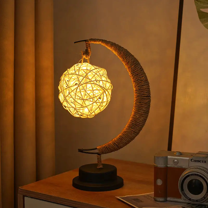 LED Multi-Shape Decorative Lights - Star Moon Apple USB Night Lights with Handmade Hemp Rope Warm Iron Craft Perfect