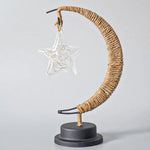 LED Multi-Shape Decorative Lights - Star Moon Apple USB Night Lights with Handmade Hemp Rope Warm Iron Craft Perfect