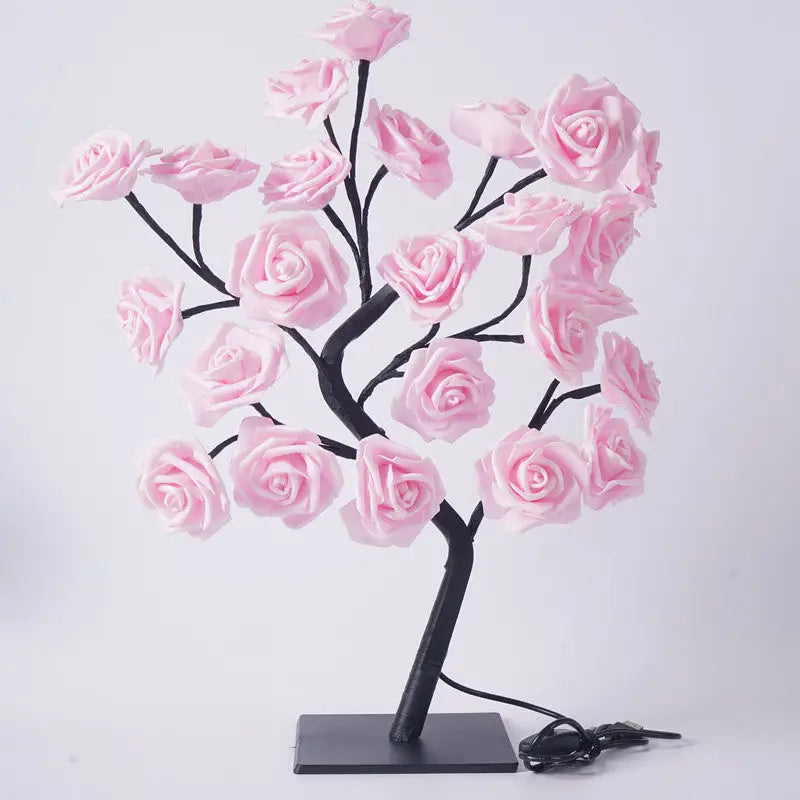 LED Rose Flower Tree Light with Detachable Base and USB Switch – Decorative Night Light for Home Décor - Home & Garden