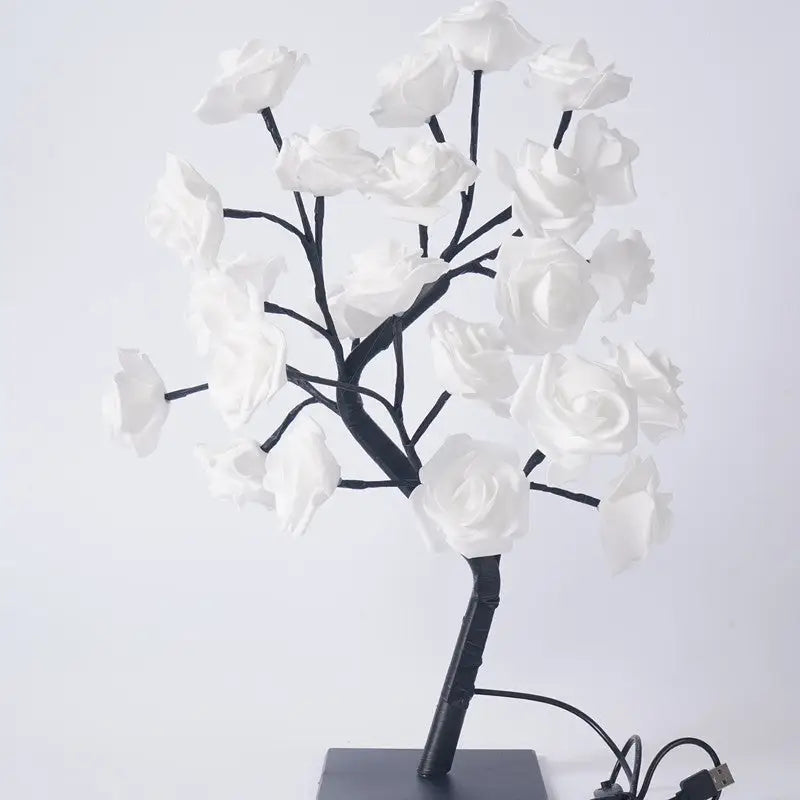 LED Rose Flower Tree Light with Detachable Base and USB Switch – Decorative Night Light for Home Décor - Home & Garden