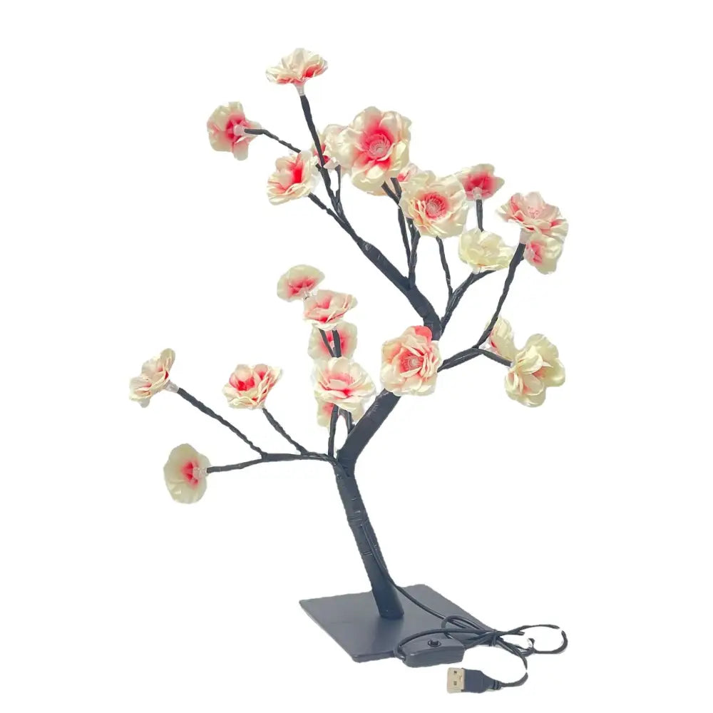 LED Rose Flower Tree Light with Detachable Base and USB Switch – Decorative Night Light for Home Décor - Home & Garden