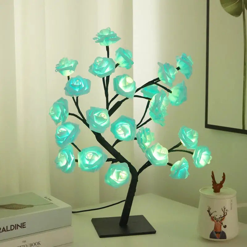 LED Rose Flower Tree Light with Detachable Base and USB Switch – Decorative Night Light for Home Décor - Home & Garden