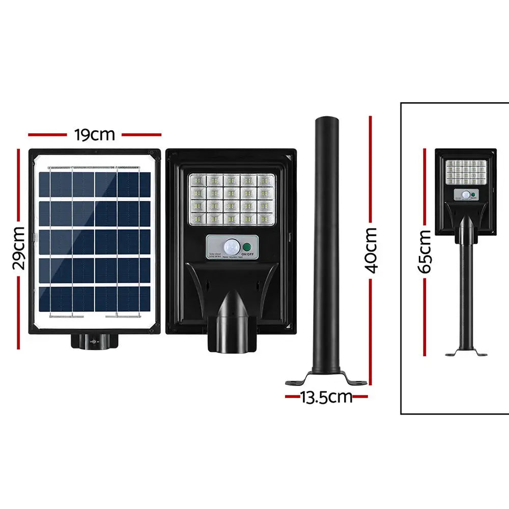Leier 80 LED Solar Street Light Flood Motion Sensor Remote - Home & Garden > Garden Lights