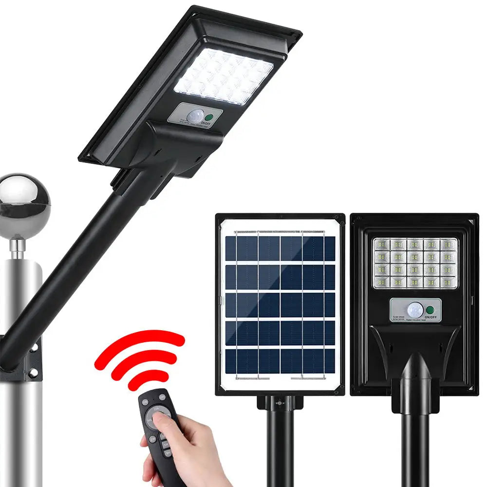 Leier 80 LED Solar Street Light Flood Motion Sensor Remote - Home & Garden > Garden Lights