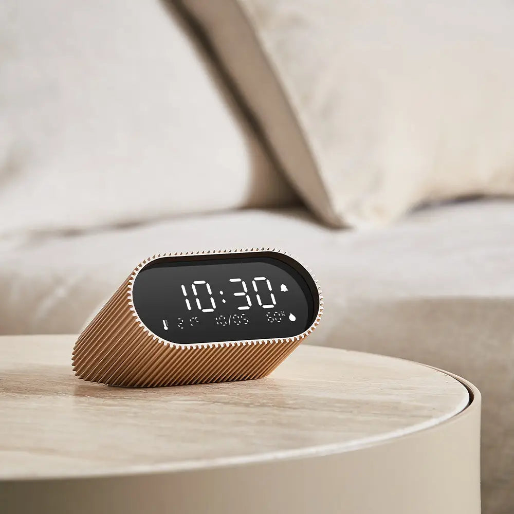 Lexon Ray Clock Lcd Alarm Clock With Temperature / Humidity Display - Gold - Home & Garden > Decor > Clocks