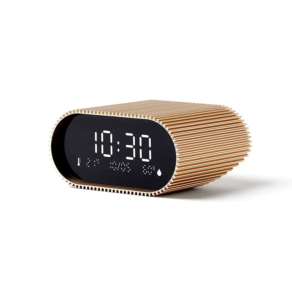 Lexon Ray Clock Lcd Alarm Clock With Temperature / Humidity Display - Gold - Home & Garden > Decor > Clocks