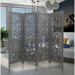 Life Dig 4 Panel Room Divider Screen Privacy Shoji Timber Wood Stand - Dark Grey - Furniture > Living Room