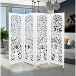 Life Dig 4 Panel Room Divider Screen Privacy Shoji Timber Wood Stand - White - Furniture > Living Room