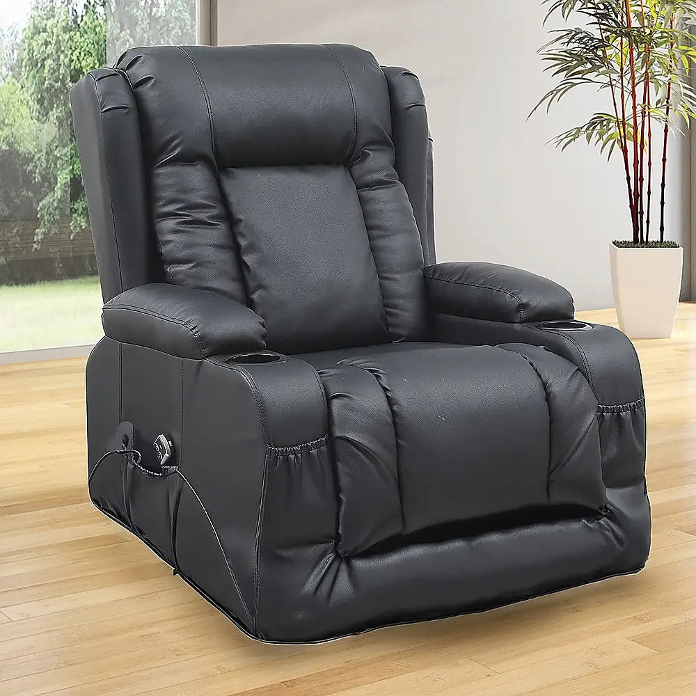 Lift Heated Leather Recliner Electric Massage Chair with USB port - Furniture > Bar Stools & Chairs > Arm Chairs &