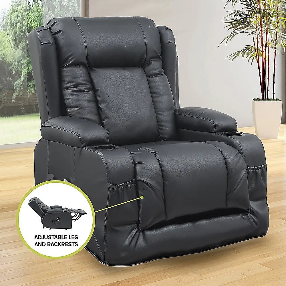 Lift Heated Leather Recliner Electric Massage Chair with USB port - Furniture > Bar Stools & Chairs > Arm Chairs &