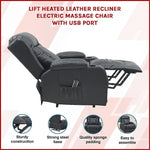 Lift Heated Leather Recliner Electric Massage Chair with USB port - Furniture > Bar Stools & Chairs > Arm Chairs &