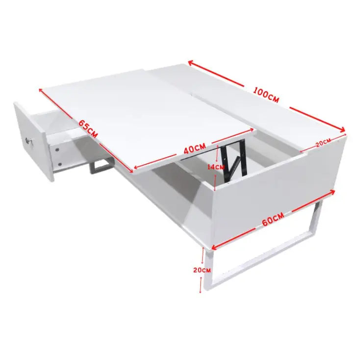 Lift Up White Coffee Table With Storage - Furniture > Living Room