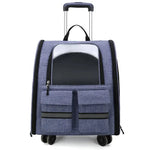 light Blue 3-in-1 Pet Carrier: Rolling Backpack with Collapsible Design - Pet Care > Cat Supplies > Cat Carriers &