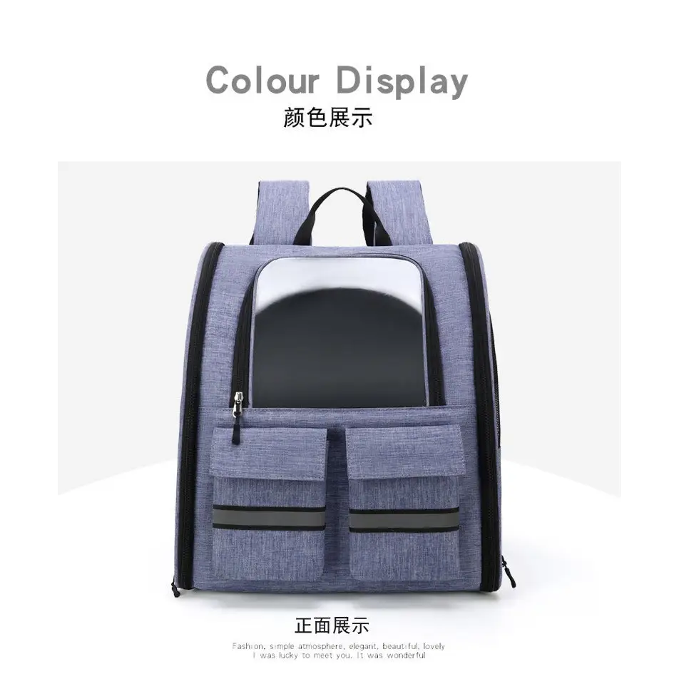 Light Blue Collapsible Pet Carrier Backpack with Trolley Sleeve - Pet Care > Cat Supplies > Cat Carriers & Crates