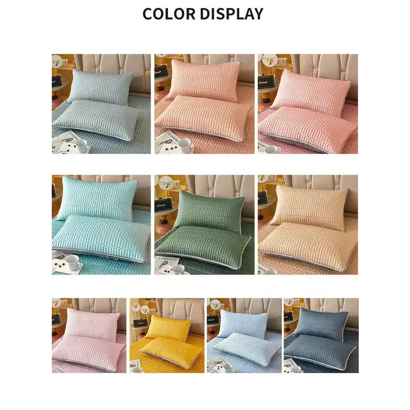 Light Blue Cooling latex texture Pillowcase Set - Latex Feeling Solid Color 48x74cm (Pair) - Home & Garden > Bedding >
