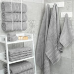 Light Blue Luxury 6-Piece Combed Cotton Towel Bale Set - Ultra Soft & Absorbent Bath Hand Face Towels - Home & Garden >