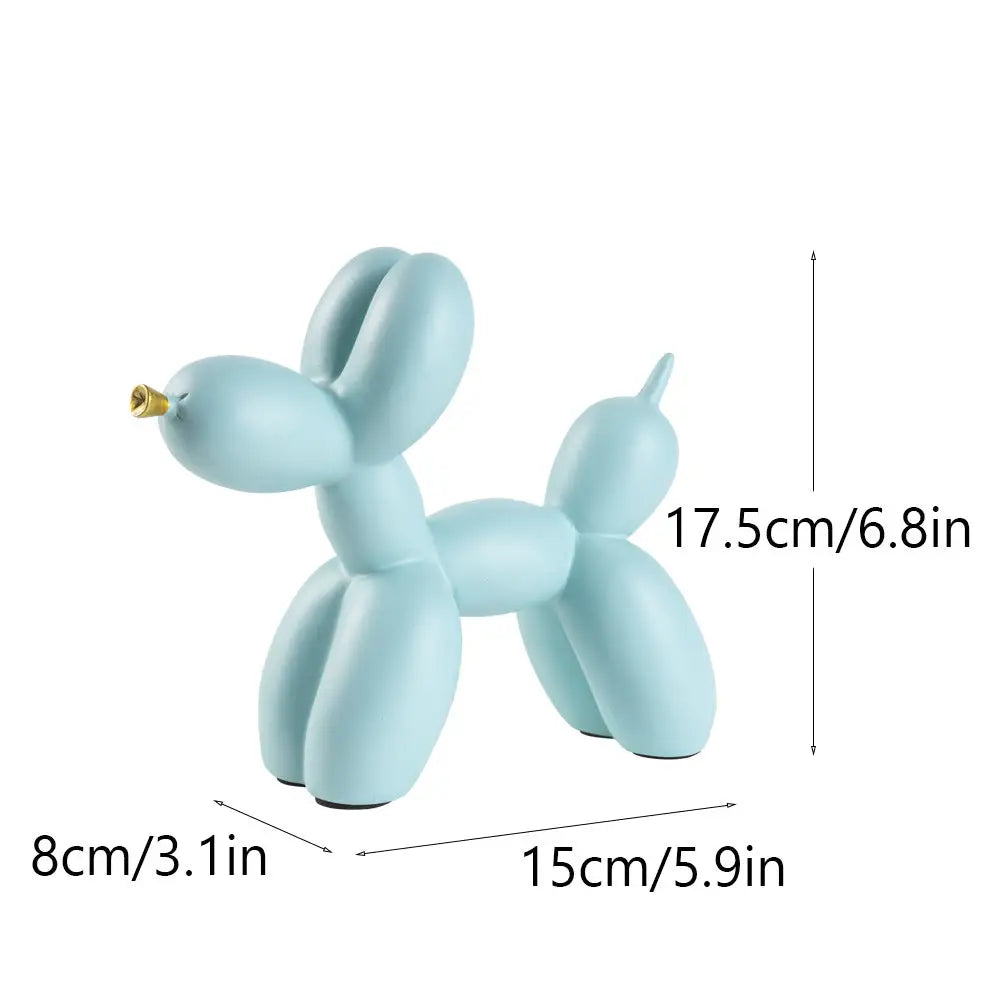 Light Blue Modern Resin Balloon Dog Sculpture - Playful Art Figurine with Golden Snout Accent - Home & Garden > Decor >