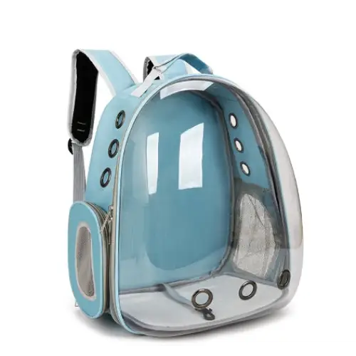 Light Blue Pet Carrier Backpack with Transparent Window 33*18*42cm - Pet Care > Cat Supplies > Cat Carriers & Crates