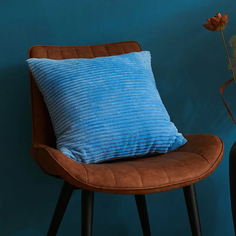 Light Blue Set of 4 Corduroy Pillow Covers - Solid Color Minimalist Throw Cushion Covers - 45x45cm (Pillow Inserts