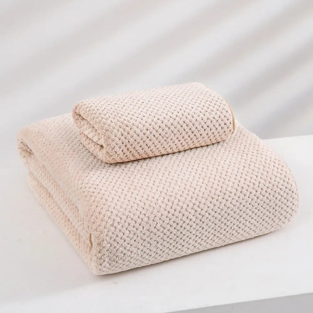 Light Brown Luxury White Bath Towel and Hand Towel Set - Ultra Soft and Absorbent - Home & Garden > Bathroom