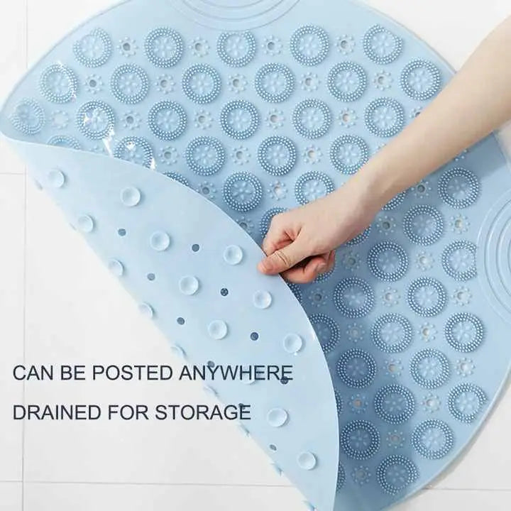 Light Brown Non-Slip Round Shower Foot Scrubber Mat - Soft Silicone Massage Pad for Foot Cleaning - Home & Garden >