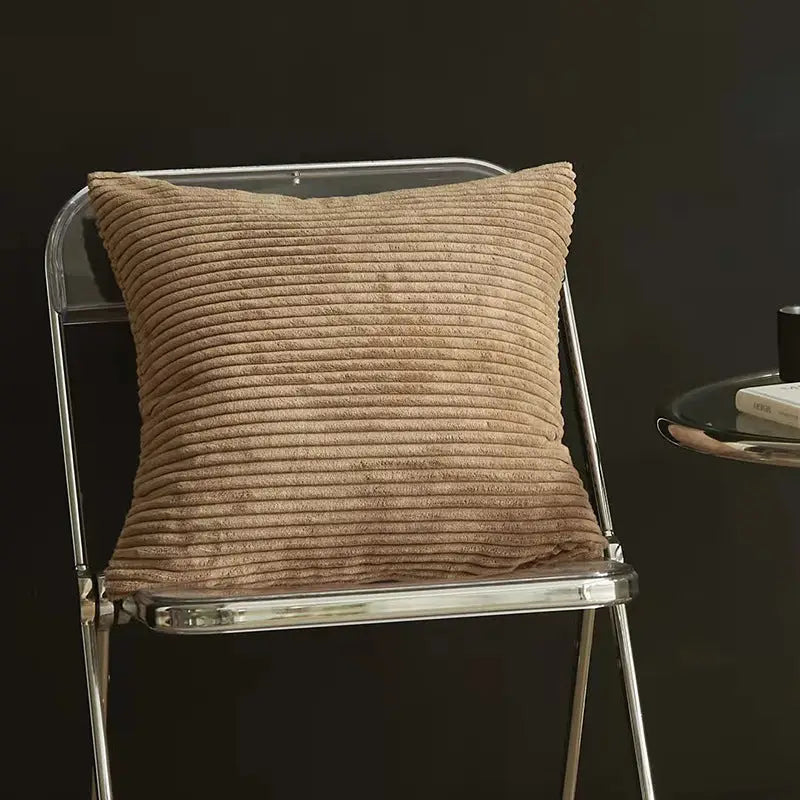 Light Brown Set of 4 Corduroy Pillow Covers - Solid Color Minimalist Throw Cushion Covers - 45x45cm (Pillow Inserts