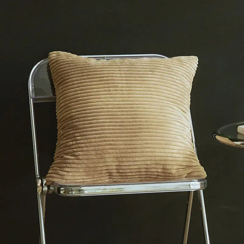 Light Coffee Set of 4 Corduroy Pillow Covers - Solid Color Minimalist Throw Cushion Covers - 45x45cm (Pillow Inserts