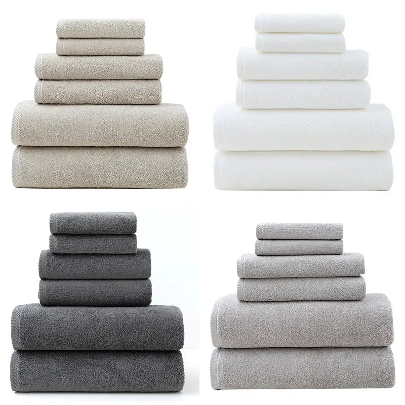 Light Gray Premium Cotton Towel Set - 6 Pieces Soft & Absorbent Bath Towels for Adults - Home & Garden > Bathroom