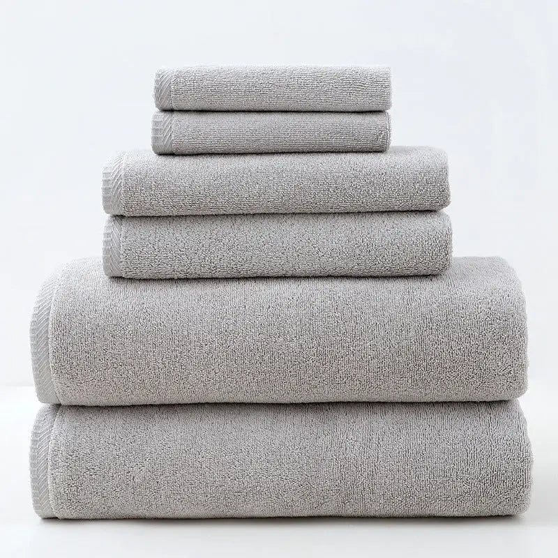 Light Gray Premium Cotton Towel Set - 6 Pieces Soft & Absorbent Bath Towels for Adults - Home & Garden > Bathroom