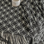 Light Green Cozy Geometric Knitted Throw Blanket with Tassels - Soft Acrylic Decorative Sofa & Bed Cover 130x180cm