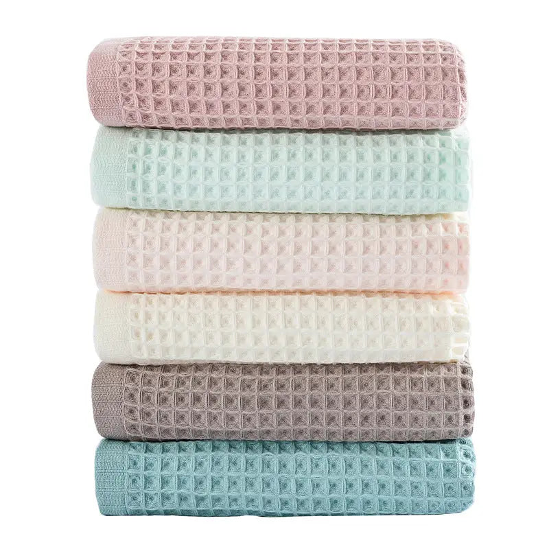 Light Green Pure Cotton Waffle Weave Bath Towel - Soft Absorbent & Extra Large 70x140 cm for Home Use - Home & Garden >
