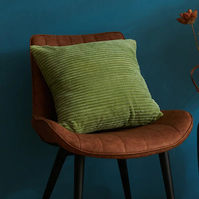 Light Green Set of 4 Corduroy Pillow Covers - Solid Color Minimalist Throw Cushion Covers - 45x45cm (Pillow Inserts
