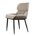 Light Grey Italian Minimal List Dining Chairs PU Retro Chair Cafe Kitchen Modern Metal Legs x2 - Furniture > Dining