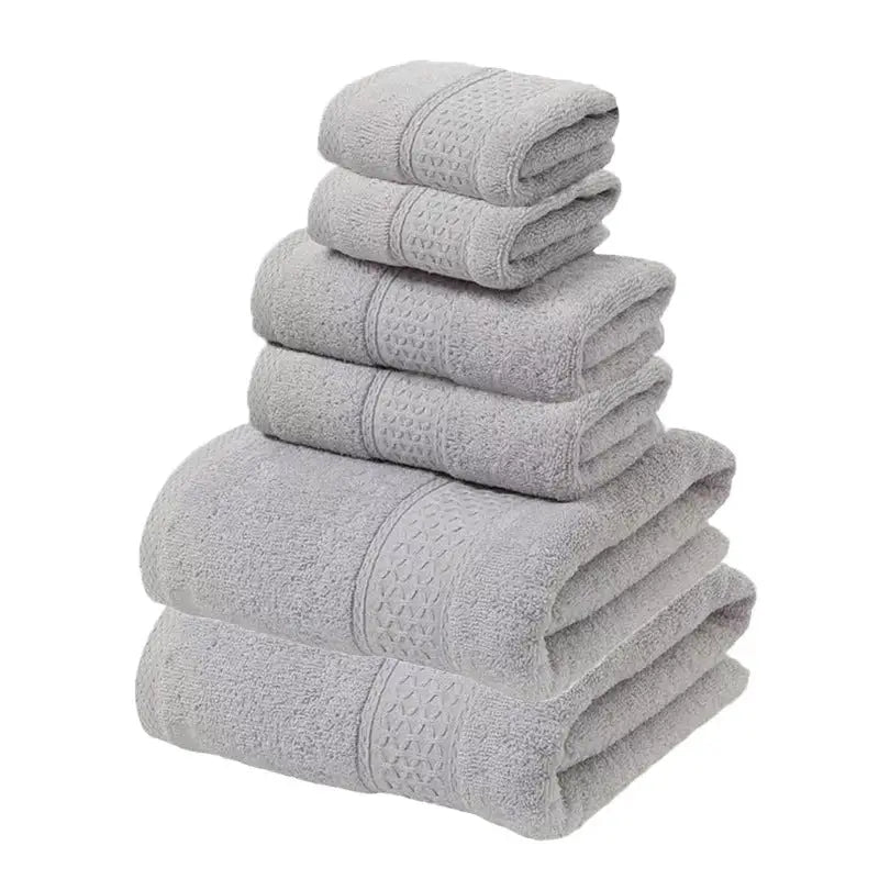 Light Grey Luxury 6-Piece 100% Cotton Towel Set - 2 Bath Towels 2 Hand Towels 2 Face Towels - Home & Garden > Bathroom