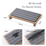 Light Grey Natural Diatomaceous Earth Absorbent Drying Tray with Bamboo Base - Quick-Dry Stone Mat for Kitchen &