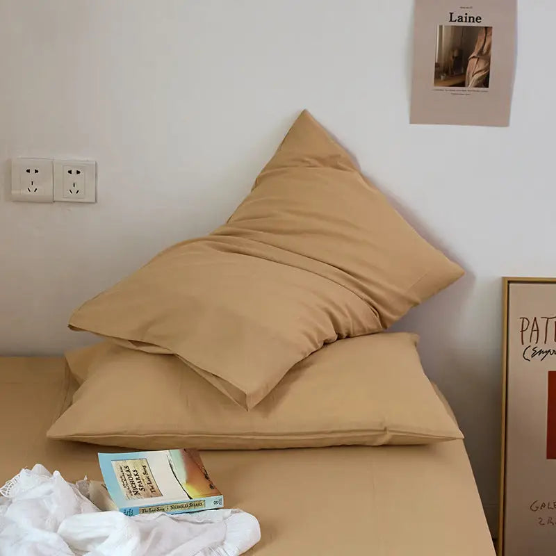 Light Khaki 100% Cotton Pillowcase Set - Envelope Closure(without pillow core) - Home & Garden > Bedding > Pillowcases
