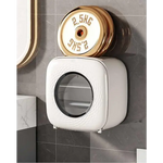 Light Khaki Wall-Mounted Bathroom Tissue Box - Waterproof Paper Towel Dispenser with Storage Shelf No-Drill