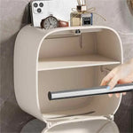 Light Khaki Wall-Mounted Bathroom Tissue Box - Waterproof Paper Towel Dispenser with Storage Shelf No-Drill