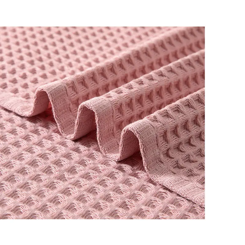 Light Pink Pure Cotton Waffle Weave Bath Towel - Soft Absorbent & Extra Large 70x140 cm for Home Use - Home & Garden >