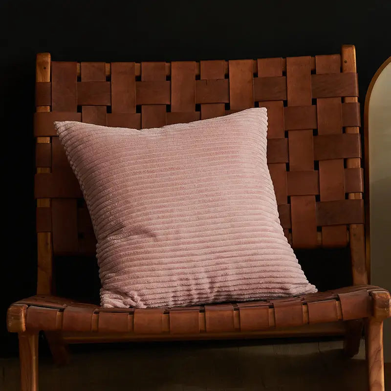 Light Pink Set of 4 Corduroy Pillow Covers - Solid Color Minimalist Throw Cushion Covers - 45x45cm (Pillow Inserts