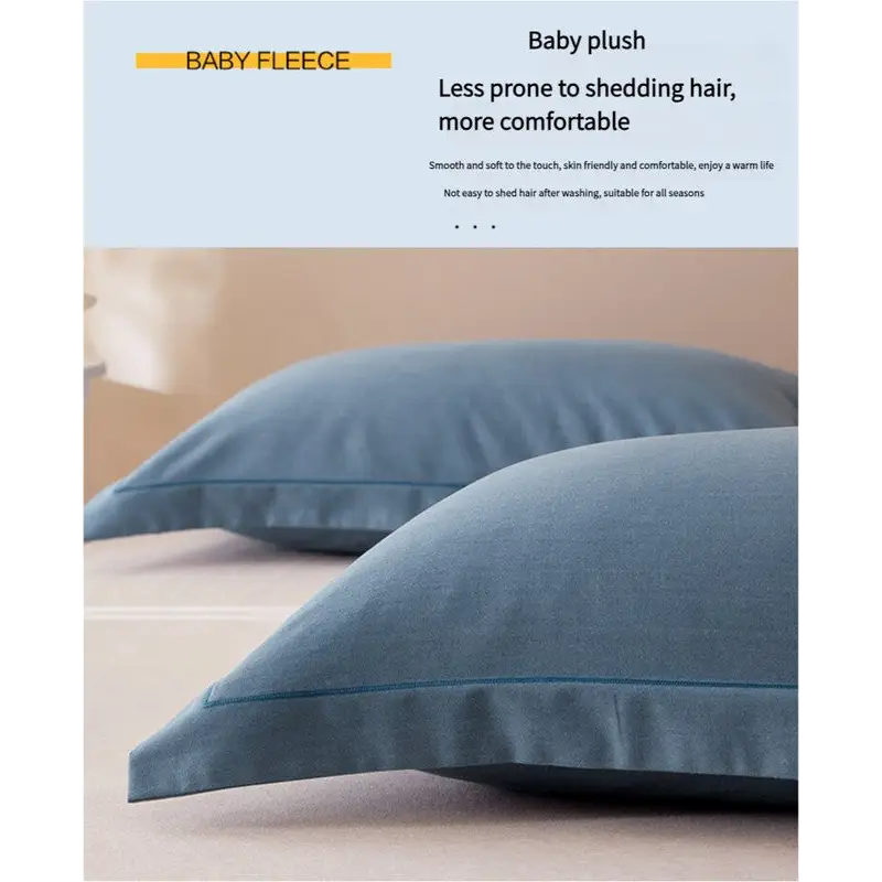 Light Red Pure Cotton Flannel Pillowcase Set - Soft Thickened Solid Color (Pair 48x74cm) - Home & Garden > Bedding >