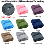 Light Weight Coral Fleece Throw Rug 150x200 cm Latte - Home & Garden > Bedding