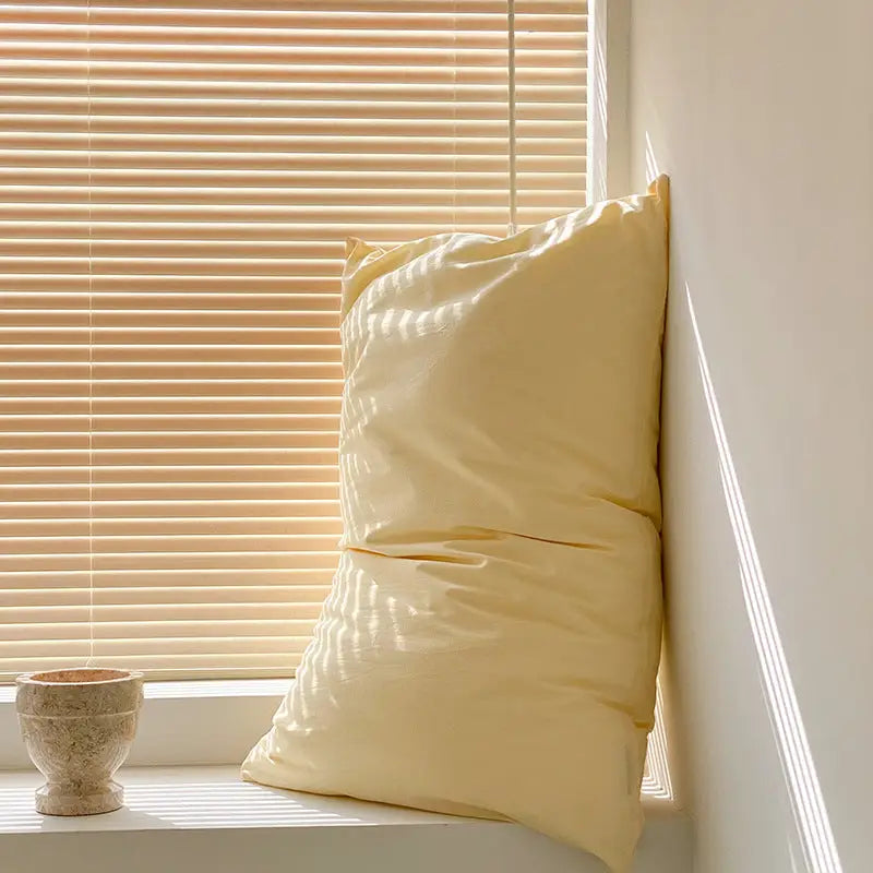 Light Yellow 100% Cotton Pillowcase Set - Envelope Closure(without pillow core) - Home & Garden > Bedding > Pillowcases