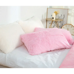 Light Yellow Faux Fur Pillowcase Set - Crystal Velvet Plush Throw Pillow Covers Bedding Accent (50x70cm Pair) - Home &
