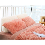 Light Yellow Faux Fur Pillowcase Set - Crystal Velvet Plush Throw Pillow Covers Bedding Accent (50x70cm Pair) - Home &