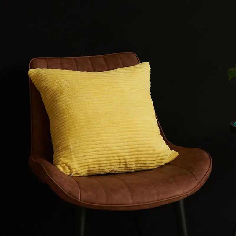 Light Yellow Set of 4 Corduroy Pillow Covers - Solid Color Minimalist Throw Cushion Covers - 45x45cm (Pillow Inserts