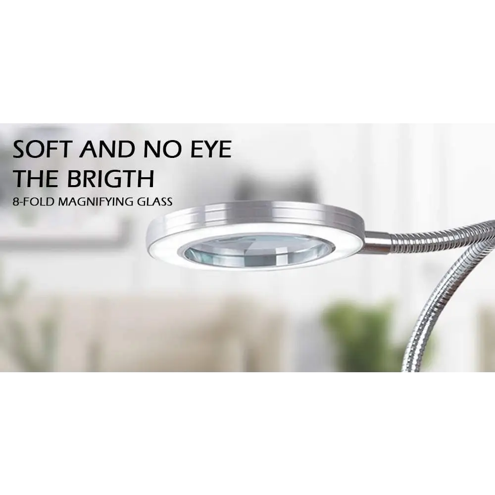Lighting LED 8X Magnifying Lamp with Metal Clamp 360° Flexible Gooseneck and USB Plug Design for Tattoo Manicure