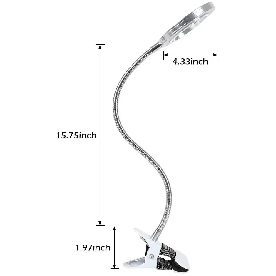 Lighting LED 8X Magnifying Lamp with Metal Clamp 360° Flexible Gooseneck and USB Plug Design for Tattoo Manicure