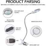 Lighting LED 8X Magnifying Lamp with Metal Clamp 360° Flexible Gooseneck and USB Plug Design for Tattoo Manicure