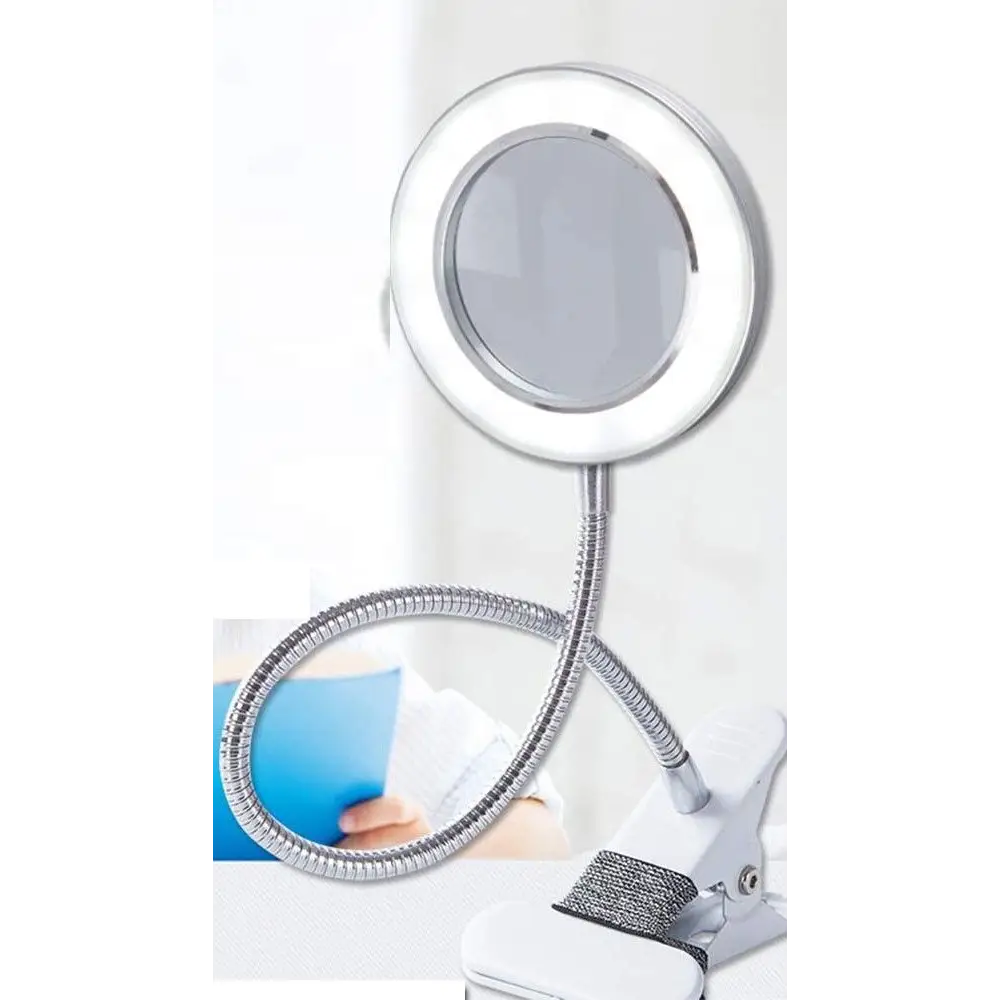 Lighting LED 8X Magnifying Lamp with Metal Clamp 360° Flexible Gooseneck and USB Plug Design for Tattoo Manicure